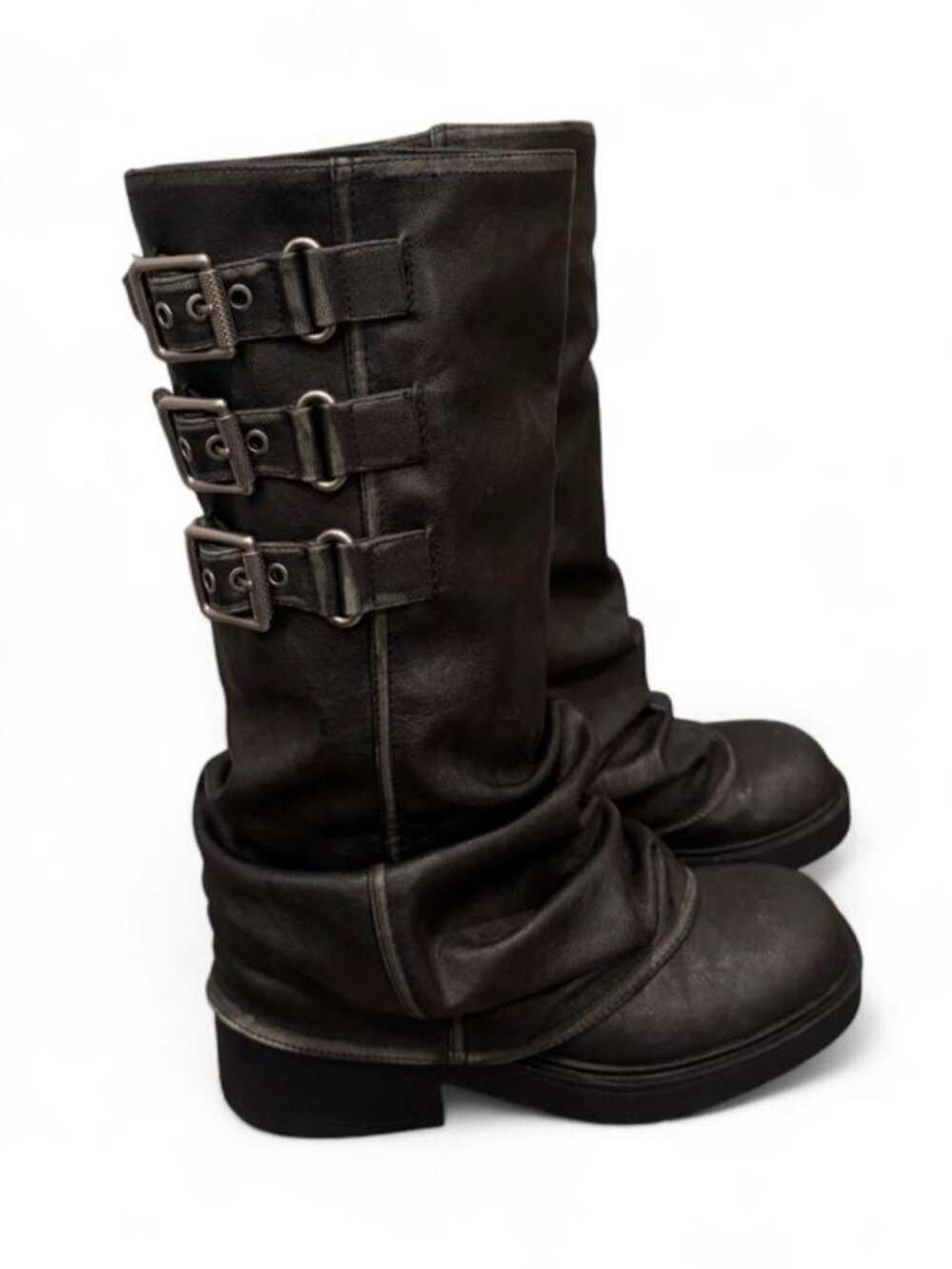 Bershka Flat Trouser Boots with Buckles *discontinued*